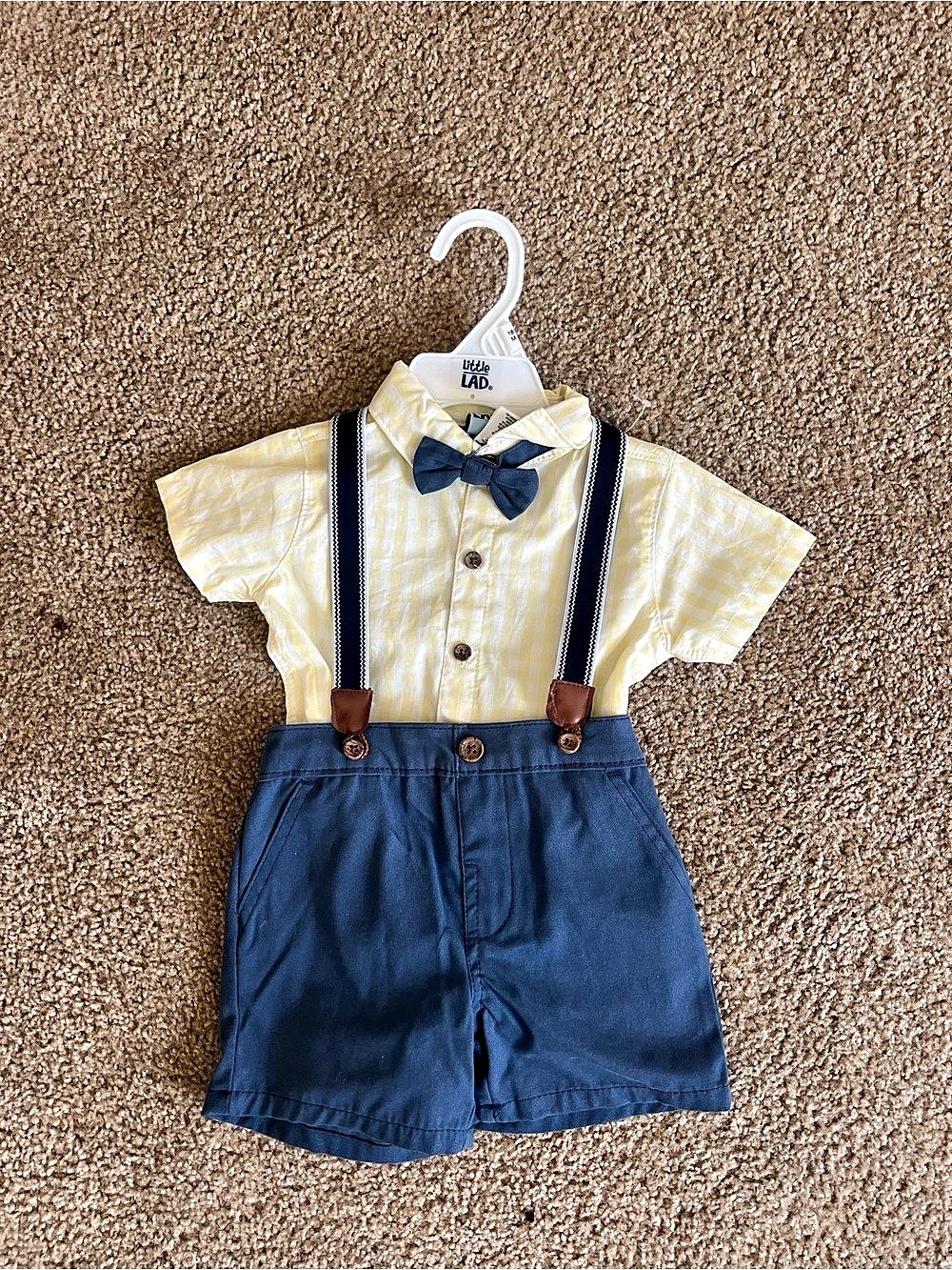 Little LAD Baby Boy 4-Piece Suspender Shorts Set Suspender Shorts Set Blue & bow